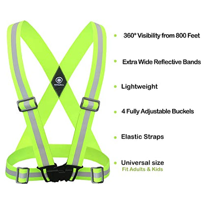 Safety Straps Reflective Vest for Running Hi Vis Suspenders Reflective for Men Women Fully Adjustable - color: Green
