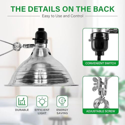 Simple Deluxe Clamp Lamp Light Socket with 8.5 Inch Aluminum Reflector, Suit for Max 150 Watt Lamp (No Bulb Included) with 18/2-Gauge 6 Feet Cord, 1-Pack - size: 8.5 Inch (150 Watts), style: 1-Pack