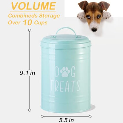 Dog Treat Container Airtight, Dog Treat Jar with Lid - 9x5.5'' Metal Dog Cookie Jar for Farmhouse Kitchen Counter, Green Pet Treat Container, Dog Treat Storage Container for Dogs, Cats - color: Green - Single