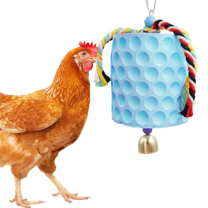 Chicken Coop Accessories, Chicken Beak Grinding Calcium Stone with Bell, Chicken Toys for Coop, Enrichment Toys for Hens, Ducks, Geese, Turkeys, Poultry - color: Blue