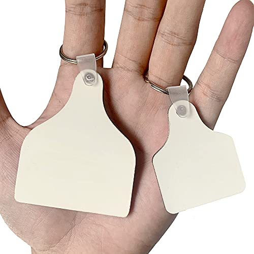 30pcs (15pcs Big + 15pcs Small) Cow Ear Tag Sublimation Blank Keychains Double Sided, MDF Board Heat Transfer Keychains DIY Valentines Day Ornaments - size: 30pcs (15pcs Small + 15pcs Big)
