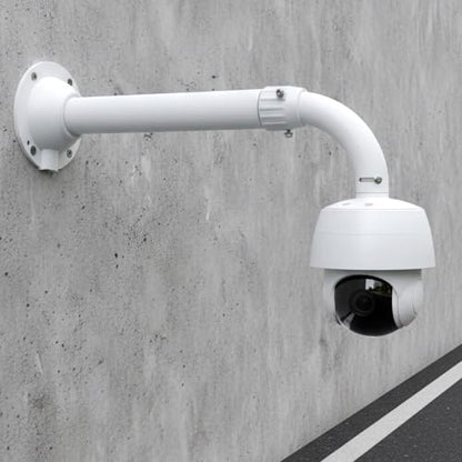 QWORK Universal Security Camera Mount Bracket, Adjustable J Type 15.7-23.6 inch Wall Mount for Dome CCTV/IP Cameras, Weatherproof Aluminum, Beige