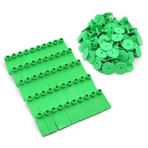 Ear Tags Blank 100pcs Livestock Large Plastic Cattle Tags with Numbers for Cows, Sheep, Goats Durable Farm Animal Identification Ear Tag(Green,50x18mm(1.97x0.71)) - color: Green, size: 50x18mm(1.97x0.71")