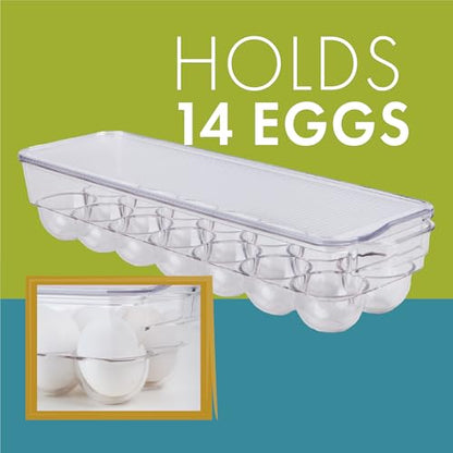 Dial Industries Fridge Egg Storage Holder, 14 Egg Container with Lid