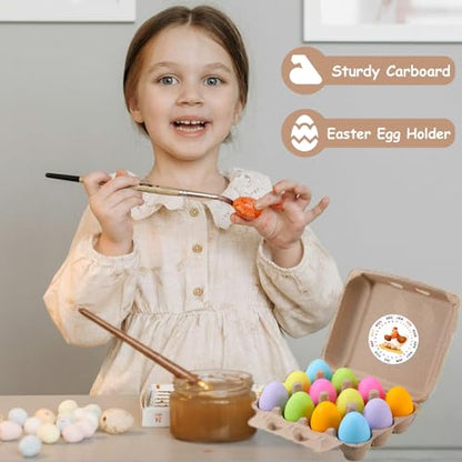 LayHyand 50 Pcs Vintage Egg Cartons with Labels, Square Dozen Egg Basket Blank Natural Paper Pulp, Classical 3x4 Style Holds Up to One Twelve 12 Count Chicken Eggs, Sturdy Eggs Box with Stickers - size: Dozen Egg Cartons 50 Pcs Set