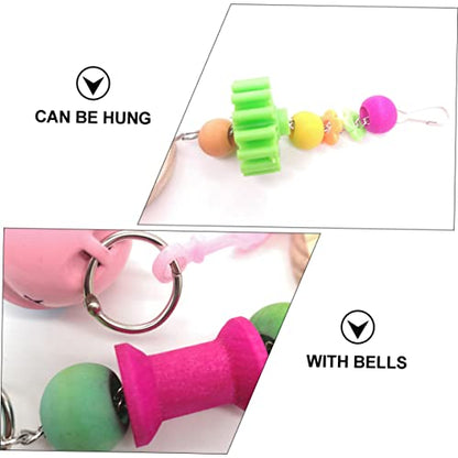GANAZONO Rooster Chicken Mirror Toy Bell Pendant Interactive Pet Supplies for Cage Enrichment Promotes Curiosity and Activity Random Accessories