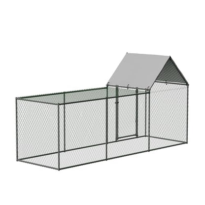 Chicken Coop, Large Metal Chicken Run, Outdoor Chicken Pen with Waterproof and Anti-UV Cover, Walk-in Chicken House with Lockable Door, for Yard, Farm Use, 10' W x 3.3' D x 5' H
