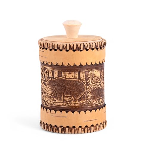 STP GOODS Birch Bark Container, Storage container, Kitchen Container Money to the House Birch Bark (Bears) - color: Bears