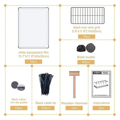 DINMO Rabbit Playpen, Guinea Pig Cages, Hamster Cages, Iron Net Bottom Design for Small Animal, Bunny, Ferret, Hedgehog, DIY, Expanded, Portable, Exercise Fence, 61.4 x 25.4 x 22.3 Inches - style: Plastic+Metal-28 panels-L