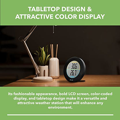 BALDR Wireless Indoor Outdoor Thermometer - 2.5” LCD Display Digital Thermometer for Home - Surface or Wall Thermometers Indoor & Outdoor Weather Station, Wireless Remote Transmitter Included (Black)