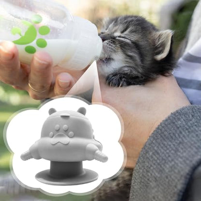 Puppy Feeder with Four Feeding Station Silicone Nursing Bottle Bowl Dispenser Soft Texture Device Suitable for Multiple Pets Breeders Home, Gray - color: Gray