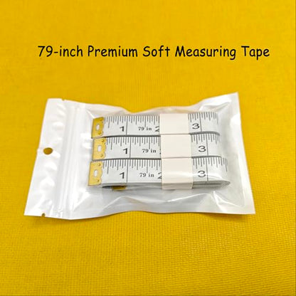 3 Pack Soft Tape Measure Double Scale 79 Inch, Body Measuring Tape Fabric Craft Sewing Flexible Vinyl Ruler & Medical Body Measurement for Body Weight Loss (White) - color: White