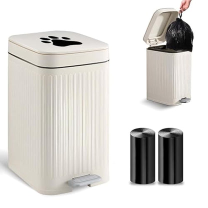 Dog Poop Trash Can Outside, 5L/1.3 Gal Pet Poop Bucket with Lid, Foot Pedal, Dog Waste Container with 40 Bags, Lid Soft Close for Pet, White - size: 5L White Trash Can