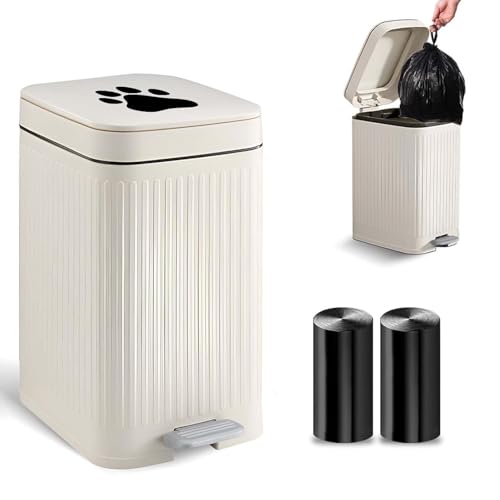 Dog Poop Trash Can Outside, 5L/1.3 Gal Pet Poop Bucket with Lid, Foot Pedal, Dog Waste Container with 40 Bags, Lid Soft Close for Pet, White - size: 5L White Trash Can