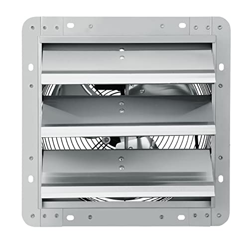 VEVOR 12'' Shutter Exhaust Fan, High-speed 1000 CFM, Aluminum Wall Mount Attic Fan with AC-motor, Ventilation and Cooling for Greenhouses, Garages, Sheds, Shops, FCC - size: 12 Inch