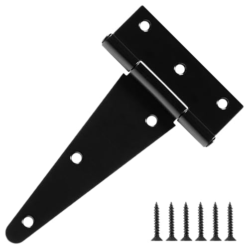 6 Pack Farm Fence Gate Hinges Heavy Duty Hinges for Wood Cabinet,6 Inch Large Shed Door Hinge Outdoor Kitchen Decorative Black Exterior Hinge for Closet Barn Cupboard Double Door Window Stable Garden - size: 6Pack-6inch