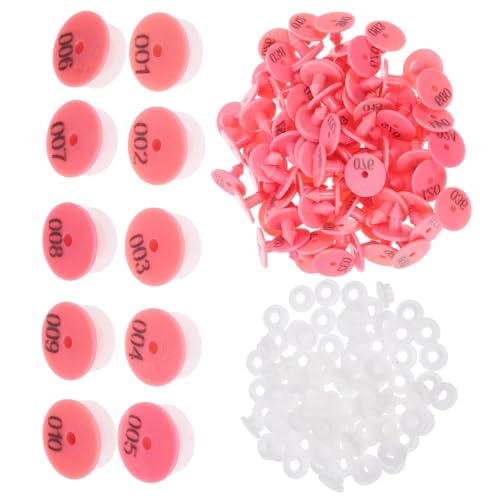 VANZACK 100pcs Rabbit Ear Tags Animal Identification Tags for Rabbits Dogs Poultry Bright Ear Markers Easy Attachment - color: Pink