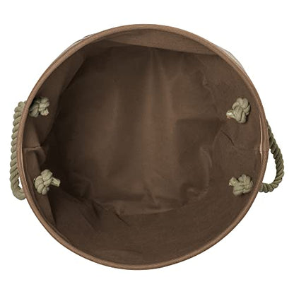 Bone Dry Pet Storage Collection Striped Paw Patch Bin, Small Round, Brown - color: Brown, size: Small Round