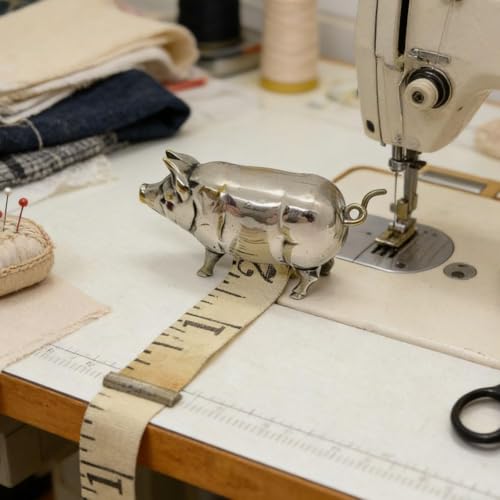 Antique-Inspired Pig Mini Tape Measure – Vintage Brass Metal Pig Retractable Soft Measuring Tape for Home, Office & Crafts,Retractable,Convenient and Unique Gift Idea (1)