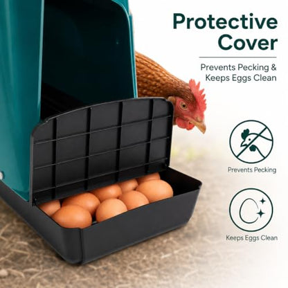 Chicken Laying Boxes, 5 Pack Roll Away Chicken Nesting Boxes, Durable Plastic Laying Boxes with Perch, Pull-Out Tray Ventilation for Hen Coops, Backyard Poultry Farms