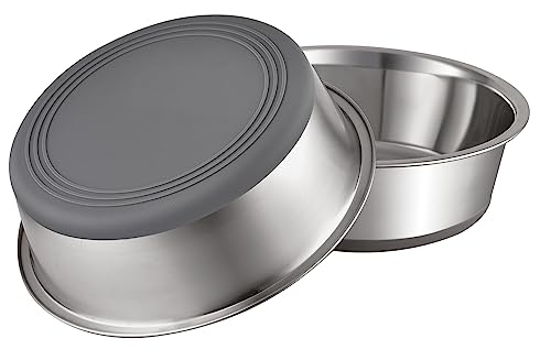 PEGGY11 Nonslip Stainless Steel Dog Bowls, 7.6 US Cup, 2 Count | No slide silicone bottom, Dishwasher safe, Easy to clean, Stackable design - size: 7.6 Cup