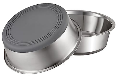 PEGGY11 Nonslip Stainless Steel Dog Bowls, 3.8 US Cup, 2 Count | No slide silicone bottom, Dishwasher safe, Easy to clean, Stackable design - size: 3.8 Cup