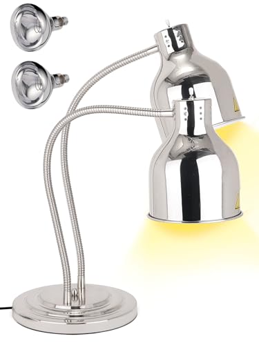 Stainless Steel Food Warmer Lamp Heat Lamp with Bulbs for Food Heating Lamp Commercial Food Buffet Warmer Lamp Restaurant Food Service - color: Silver