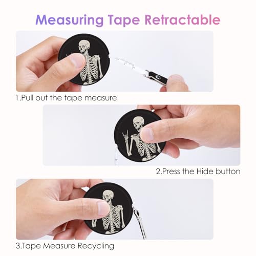 Sewing Tape Measure，Colour Printed Small Retractable Soft Measuring Tape for Tailor Cloth Fabric Body Measurements. - color: Human Skeleton