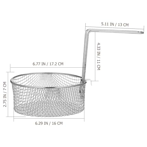 MAGICLULU Stainless Steel Fryer Basket with Detachable Handle, 6.7Inch Round Deep Frying Basket for Pot, Multifunctional Wire Mesh Strainer for Frying Serving Restaurants Kitchen Use