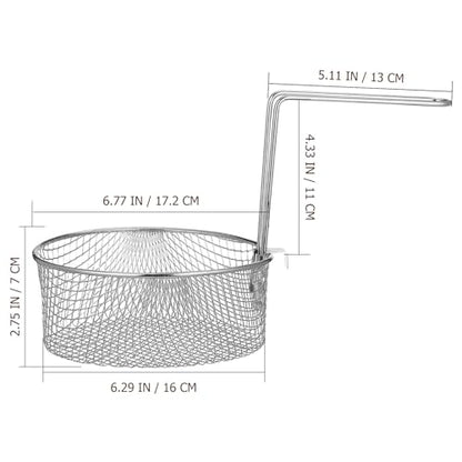MAGICLULU Stainless Steel Fryer Basket with Detachable Handle, 6.7Inch Round Deep Frying Basket for Pot, Multifunctional Wire Mesh Strainer for Frying Serving Restaurants Kitchen Use