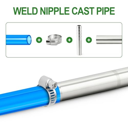 TAISHER 5PCS 304 Stainless Steel Pipe Fittings, 1/4" Barb, 2" Length Weld Nipple Cast Pipe - size: 1/4" Barb(2" Length)