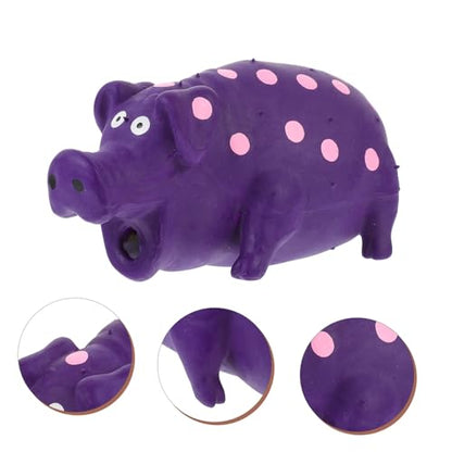 Pig-Shaped Dog Chew with Built Squeaker Biting Resistant Medium Dog Teething Plaything for Furniture Protection and Interactive Fun Easy to Clean Purple Latex