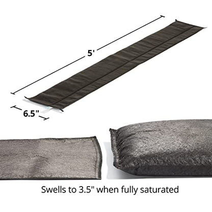 PIG Water Barrier - Sandless Sandbags for Flooding - 4 Pack - 5'L x 6.5"W x .25"H Water Diverter - PM50416 - size: 5'L x 6.5"W x .25"H