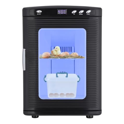 25L Egg Incubator for Hatching Eggs, Digital Reptile Incubator with Intelligent Temperature Control 10–60°C, Portable Chicken Quail Turtle Egg Hatching Incubator with LCD Display, Black - color: Black