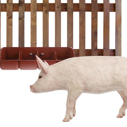 SEWACC Plastic Pig Feeder, 4-Compartment Pig Feeding Trough for Farm Livestock, Sturdy Polypropylene Piglet Manger for Grain and Water, 18 Inch Feeding Groove