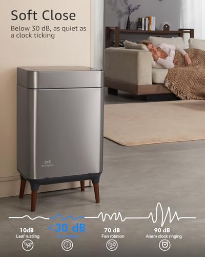 zyz Kitchen Trash Can 13 Gallon / 50L, Automatic Touchless Sensor Garbage Can with Butterfly Lid and Legs, USB 2400mAh Battery, Stainless Steel Soft-Close Trash Bin for Home (20 Count Trash Bags) - color: 20 Count Trash Bags
