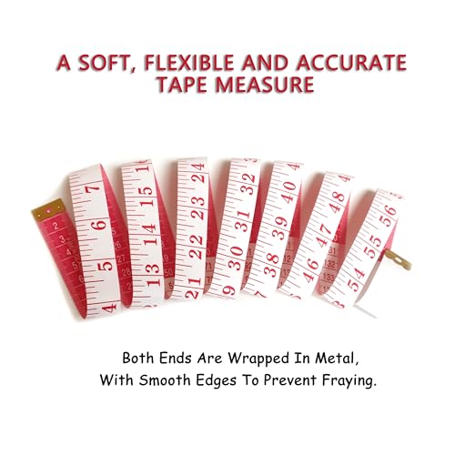 Tape Measure Body Measuring Tape, Soft Fabric Measuring Tape for Sewing Cloth Measurement, 60 Inch Double Scale Tailor Ruler for Weight Loss (White1) - color: White1