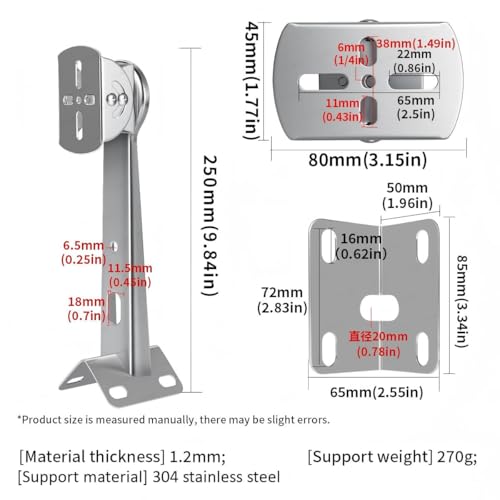 ZT-NET Security Camera Corner Pole Mounting Bracket Stainless Steel | Mount with Extension Arm for Surveillance Systems Compatible with CCTV IP Cameras Indoor and Outdoor (Not Included Camera)