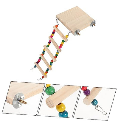 Happyyami Bird Ladder Toy for Birds Parrot Perch Platform and Step Ladder for Parakeets Cockatiels Lovebirds Promotes Exercise and Beak Health Easy to Install - size: 30x10cm