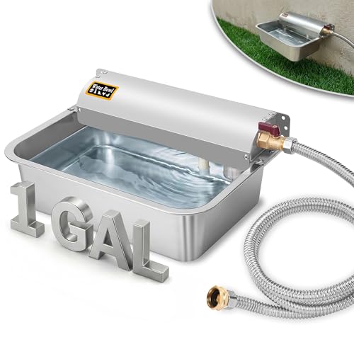 Automatic Pet Water Dispenser - 304 Stainless Steel Auto-Fill Water Bowl for Dogs - Poultry & Livestock - Float Water Level Control - 3/4" GHT Faucet Compatible - Wall Mount/Ground Usage