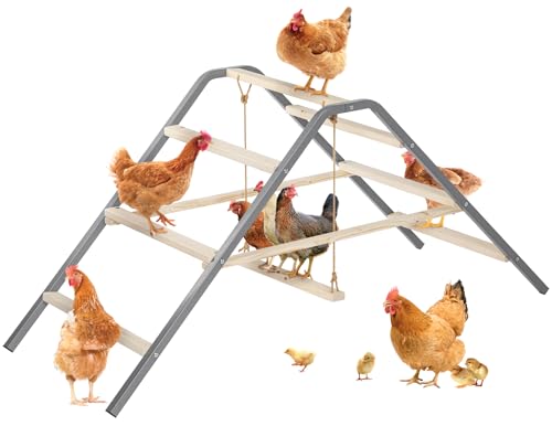 PETSFIT Chicken Roosting Bar-Solid Wood and Rustproof Iron Design, Chicken Perch with Swing for Healthy Poultry-Ideal for Backyard Coops, Farms, Easy to Assemble and Clean - size: 62"Lx24"Wx28"H