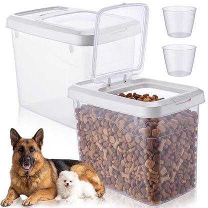 2 Pack Airtight Dog Food Storage Container, 22 Lbs Clear Pet Food Storage Bin with 2 Measuring Scoops for Pet Dog Cat Grain RiceTreat - size: 22 Lbs