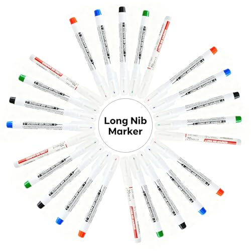 10 Pcs 20MM Long Head Deep Hole Marker Pens,Multi channel long pointed deep hole marking pen,Waterproof fast drying color building woodworking metal building marker pen