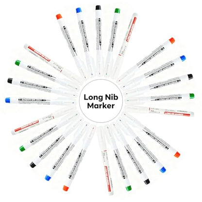 10 Pcs 20MM Long Head Deep Hole Marker Pens,Multi channel long pointed deep hole marking pen,Waterproof fast drying color building woodworking metal building marker pen