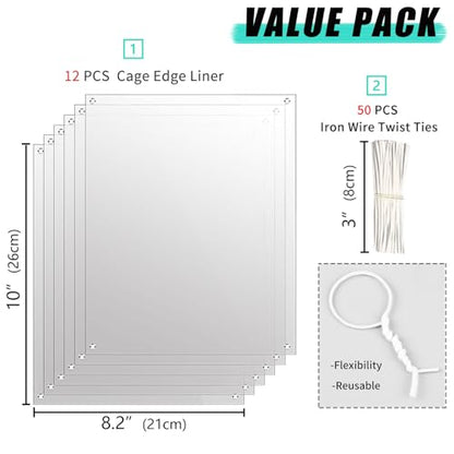 Oncpcare 12 Pack Rabbit Cage Urine Guard 10'' x 8.2'' Pet Plastic Splash Guard Panels Liner Protection Clear Edge Liner Guinea Pig Side Lining Bird Cage Protector from Cats - size: 12pcs