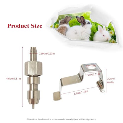 10pcs 304 Stainless Steel Rabbit Water Nipple Drinker with Card for Rodent Cage