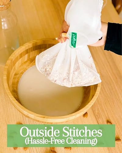 purifyou Premium Reusable Nut Milk Bags - Set of 3 (80, 160, 200 microns), Cold Brew Bags and Cheese Cloths, For Straining Tea and Fruit Juice, Reusable Shopping Bag and Produce Storage