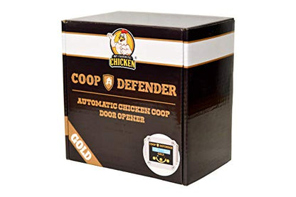Coop Defender Gold Chicken Coop Door Automatic Opener | Timer and Light Sensor | Lifts Vertical Pop Doors Up to 2 lbs | Waterproof Indoor/Outdoor Auto Door Controller