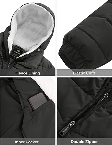 wantdo Women's Quilted Winter Coats Hooded Warm Puffer Jacket with Fleece Hood - color: Dark Gray, size: X-Large