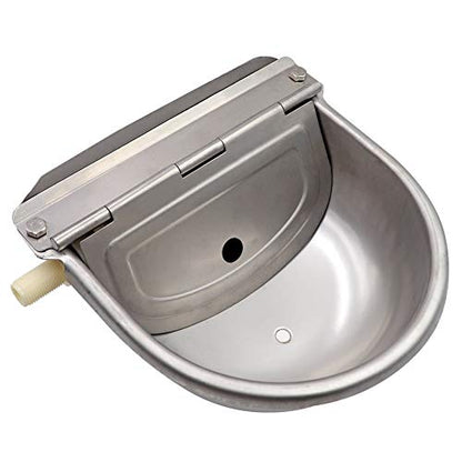 Livestock Water Trough Stainless Steel Automatic Waterer Bowl | Wall Mounted, with Float Valve and Drain Plug, Automatic Dog Water Bowl Outdoor, Suitable for Dogs Chickens Goat Pig Horse